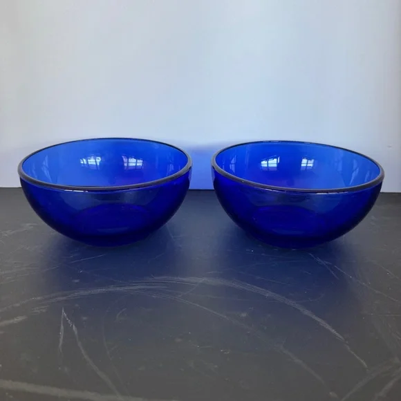 Set of Two Cobalt Blue Glass Bowls - Picture 2 of 5